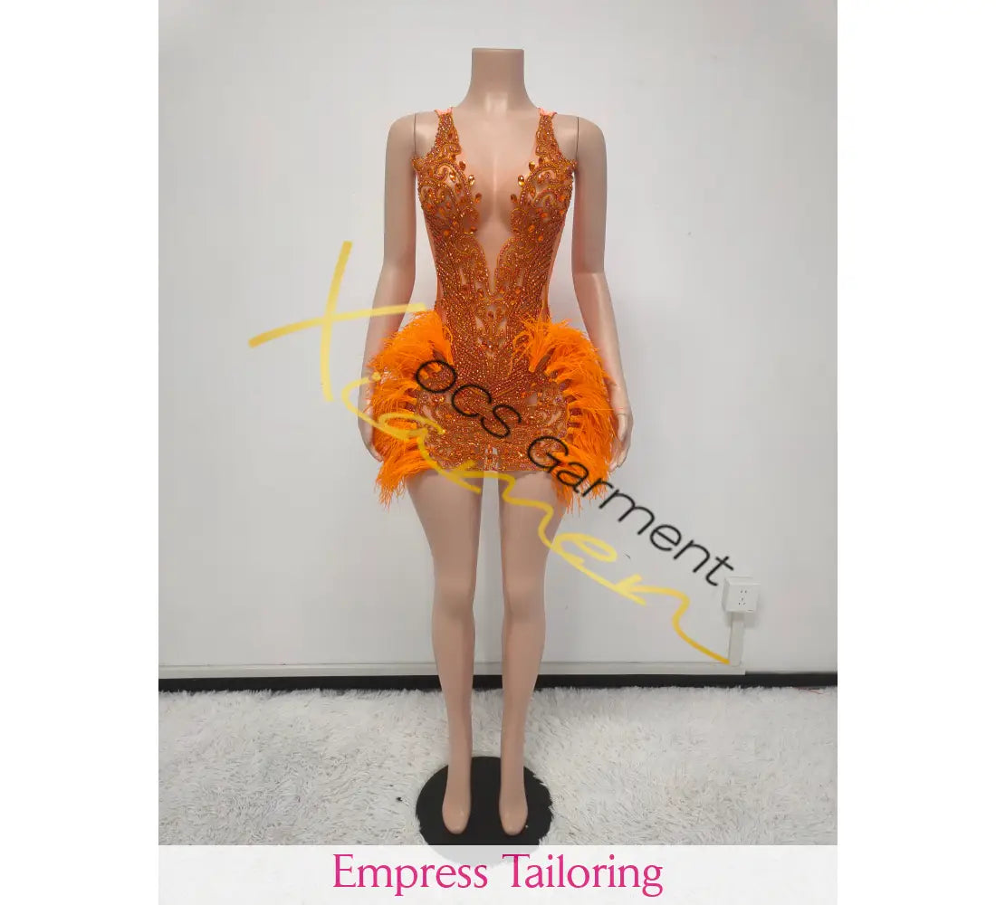 Chidima Birthday Dress(Orange) Small Birthday Dress